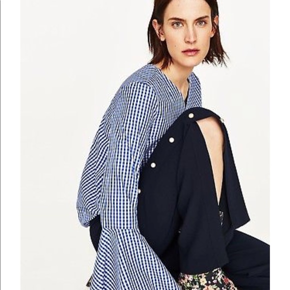 NWT Zara Navy Blue Pearl Slit Trousers Pants - Picture 4 of 8